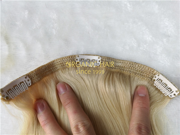Human hair clip in extensions #60color double drawn X11